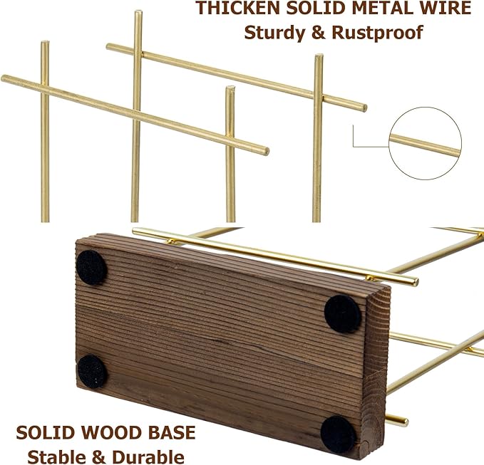 MyGift Napkin Holders for Table & Kitchen, Brass-Tone Wire Metal Napkin Dispenser with Wood Base, Modern Farmhouse Tabletop Dining Decor for Home/Cafe/Restaurant