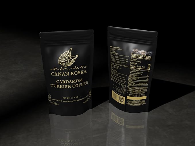 Canan Koska Cardamom Turkish Coffee - Premium Ground Coffee With Natural Cardamom Grounds, Medium Roast, Traditional Ottoman Recipe - 3.5oz (100g) - Pack Of 1