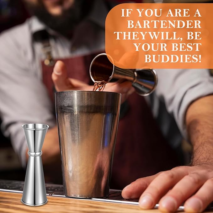 9 Pieces Jigger for Bartending Cocktail Jigger 2 oz 1 oz, 304 Stainless Steel Shot Glass Measuring Cup Shot Measure Jigger Double Jigger for Bartender Bar Supplies