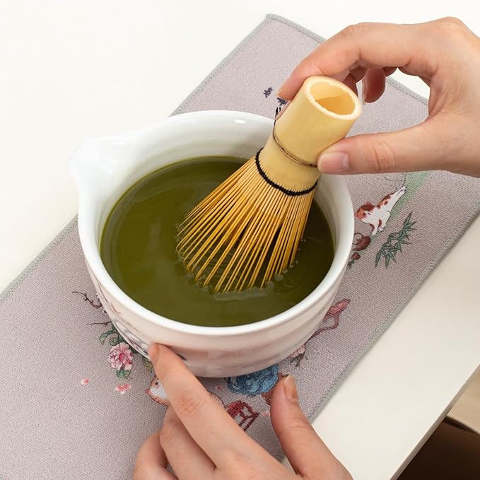 Matcha Whisk Set, Ceramic Matcha Set, 15.5 oz Matcha Bowl with Spout and Whisk, Perfect for Matcha Lovers, Ideal Gift for Christmas, Birthday(pink)
