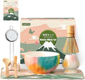 Clay&Fire Matcha Whisk Set，9 Pcs Ceramic Matcha Set, 15 OZ Matcha Bowl with Spout and Whisk，Matcha Kit for Friend, Ideal Gift for Matcha Lover（Sugar）