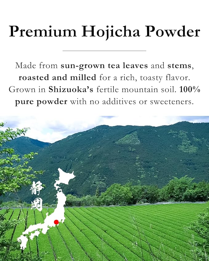 Emptea Premium Hojicha Powder for Latte - Tea Masters Blend Shizuoka Unsweetened Authentic Japanese Organic Roasted Green Tea Powder Ceremonial Grade from Shizuoka Japan 1.06 oz (30g) Tin
