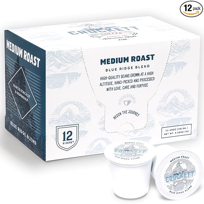 Crockett K Cups Coffee – Smooth Medium Roast Coffee Pods with Balanced Flavor, Clean Finish & All Day Energy – Convenient Single Serve for Reliable Brewing & Rich American-Made Taste