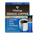 VitaCup Genius Instant Coffee Packets, Increase Energy & Focus, Keto Coffee, Serve Hot or Cold Brew, MCT Oil, Turmeric, B Vitamins, D3, Bold & Smooth,100% Arabica Coffee in Single Serve Sticks, 24 Ct