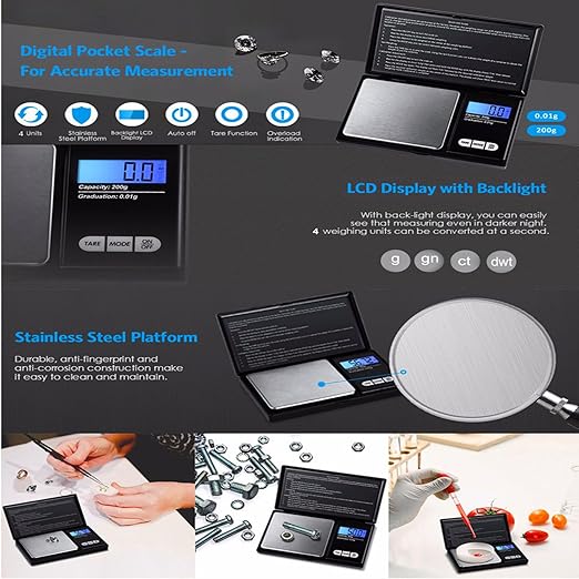 Portable Digital Scale 200g x 0.01g Accuracy,Weighing Electronic Scales Jewelry Scales Mini Digital Grams Scale Small Food Scale Ounces Grains Scale 200g Digital Pocket Gram Scale(Digital Scale)