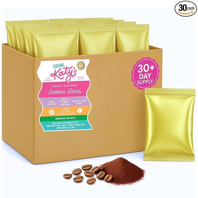 Katy's Craft Coffee Packs | Bulk 12-Cup Packets for Home, Cafés & Offices | Pre-Measured 2.25oz Size | Smooth Medium-Dark Roast | 30-Count Case (360 Cups) | Pairs with Large Coffee Filters | Woman-Owned Brand