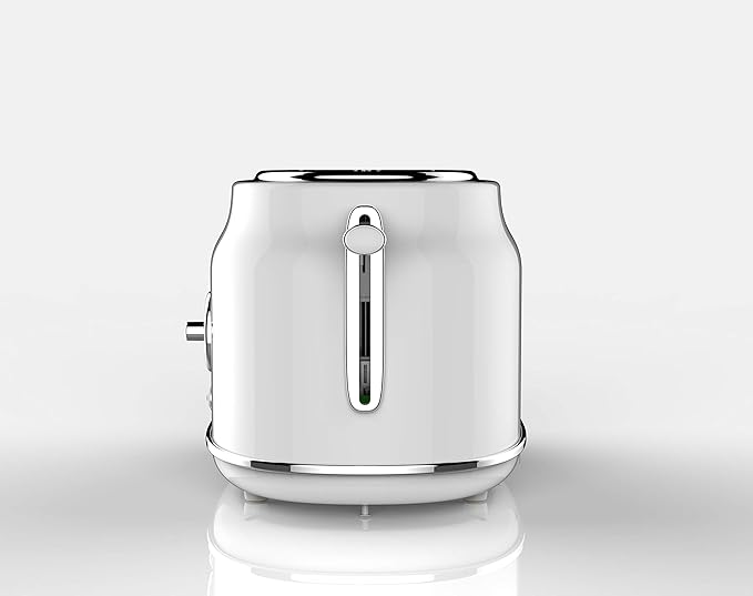 Frigidaire ETO102-WHITE, 2 Slice Toaster, Retro Style, Wide Slot for Bread, English Muffins, Croissants, and Bagels, 5 Adjustable Toast Settings, Cancel and Defrost, 900w, White