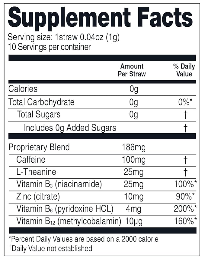 Smooth and Gentle Caffeine Energy. No Sugar. No Calories. Healthy and All Natural Natural Tropical Tango – 10 Straw Pack