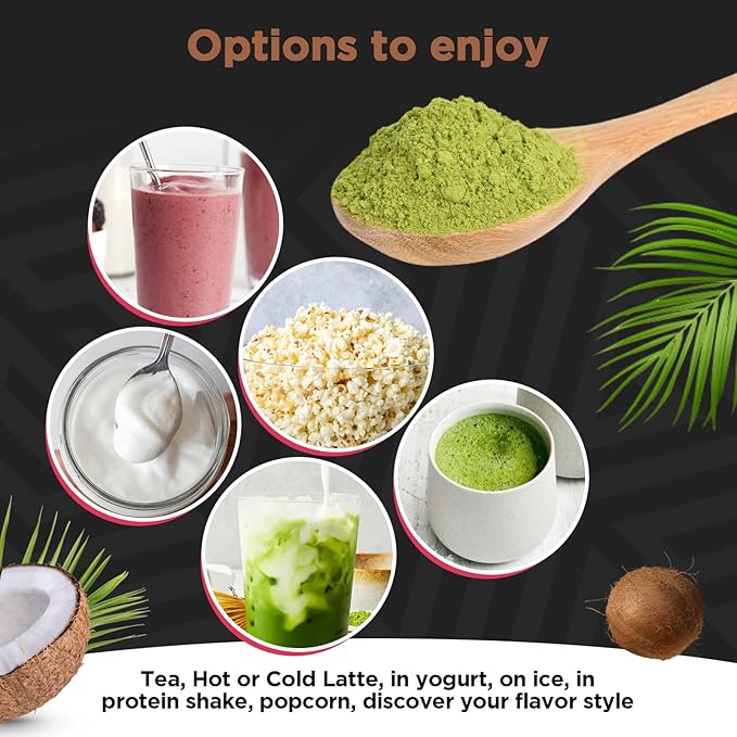 Premium Organic Coconut Matcha Tea - Harvested and Stone-Gound in Japan - Perfect for Lattes, Smoothies & Baking – Moteavateang Coconut Matcha Powder from Amor Fa Tea – 3.5 oz (100g)