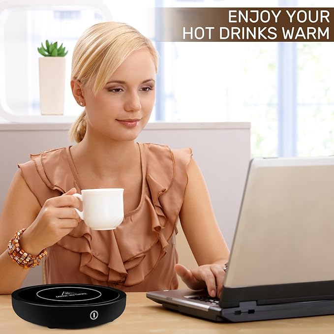 2 Pack Coffee Mug Warmer, Cup Warmer for Hot Drinks, 36w Heating Plate with 4h Auto Shut Off, 3-Temp Settings for Chocolate Milk Tea Beverage Jar Candle Warmer Home Office Desk(Black)