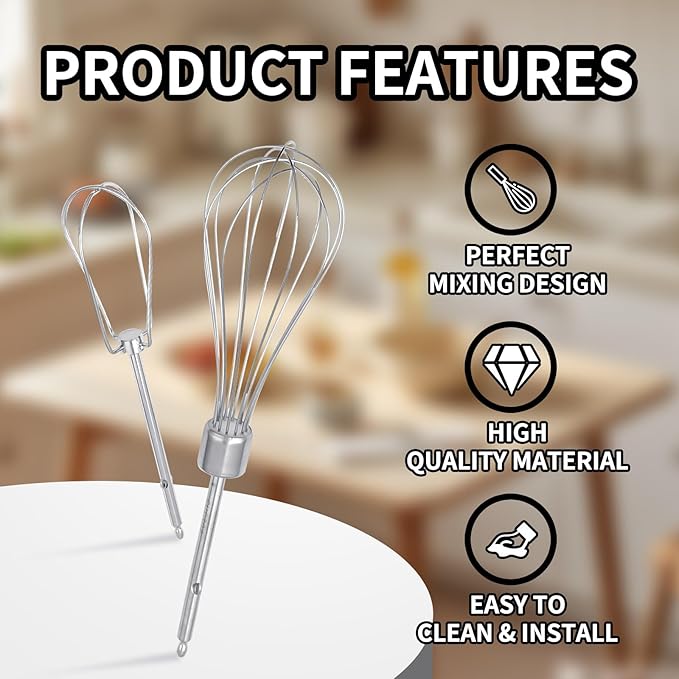 2 Pack Hand Mixer Turbo Beaters Compatible with BLACK and DECKER Electric Hand Held Mixer, Stainless Steel Replacement Parts, Beaters Electric Mixer Parts Accessories