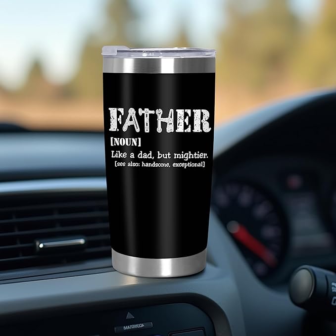 TEEZWONDER Christmas Birthday Gifts for Dad from Daughter Son - Stainless Steel Insulated Coffee Tumbler with Lid 20 oz - Funny Gifts for Dad, Husband Birthday Gift Ideas