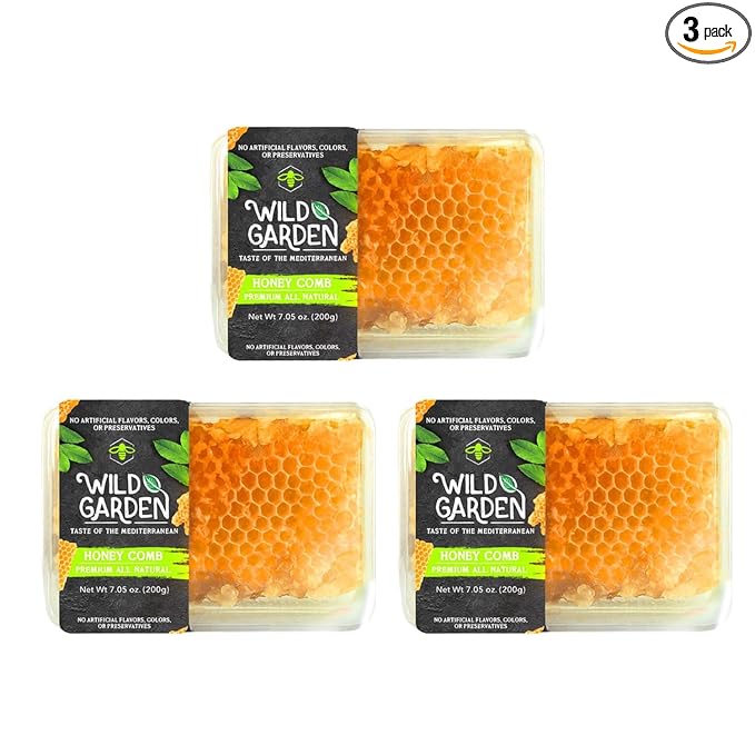 Wild Garden 100% Pure Raw Gourmet Honeycomb, 100% All-Natural, No Additives, No Preservatives, From the Turkish Mountains, 7.05 oz Pack of 3