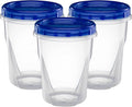 Twist Top Deli Containers Food Storage Containers Blue Screw on Lid Reusable Stackable Leakproof Airtight, pack of 10-32 oz containers