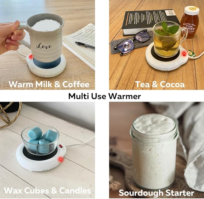 Evelots Electric Desk Cup Warmer 2 Pack - Candle Warming Plate - Coffee Mug Heater - Also Great for Hot Tea, Hot Chocolate, Soup, Scented Candles - On/Off Indicator Light