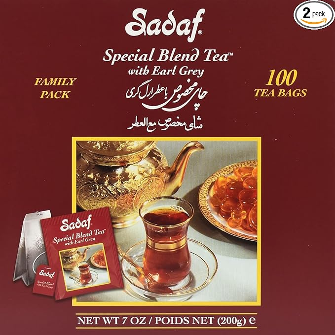Sadaf Earl Grey Tea Bags | Special Blend Earl Grey Ceylon Black Tea | Product harvested in Sri Lanka | 100 bags (Pack of 2)