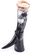Norse Tradesman Genuine 12" Ox-Horn Viking Drinking Horn with Fitted Stand & Burlap Gift Sack - The Original, 12-Inches, High Polish
