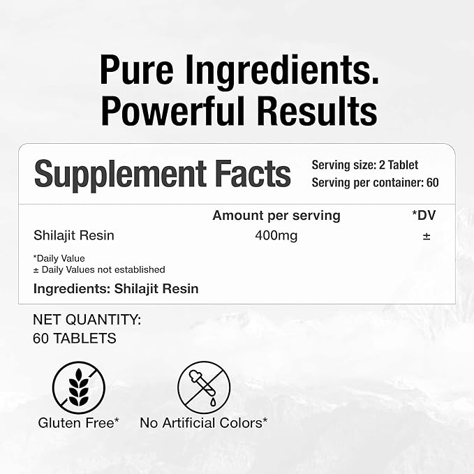 Shilajit Dry Drops | Natural Energy & Stamina | 100% Authentic Himalayan Shilajit Resin in Dry Form | Supports Vitality, Focus & Detox | No Additives or Fillers | 60 Count