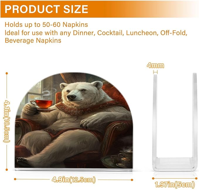 Polar Bear Coffee Napkin Holder Table Kitchen Napkin Dispenser for Restaurant Home Decor Bar 4.1x4.9x1.97 in