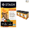 Stash Tea Sunny Orange Ginger Herbal Tea - Naturally Caffeine Free, Non-GMO Project Verified Premium Tea with No Artificial Ingredients, 18 Count (Pack of 6) - 108 Bags Total