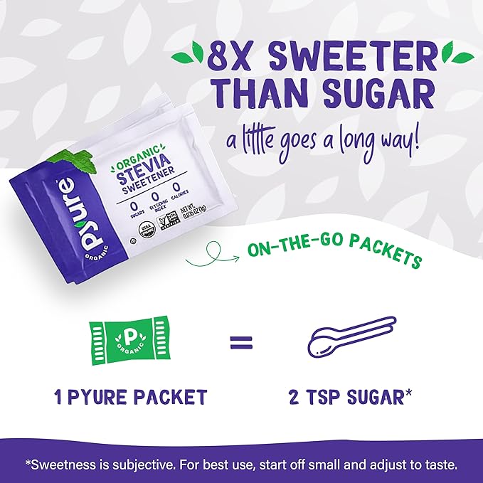 Pyure Organic Stevia Packets | Zero Calorie Sweetener for Coffee, and Baking | Granulated Stevia Sugar Substitute | Plant-Based, Keto, Diabetic & Paleo Friendly | USDA Organic, Non-GMO | 1000 Packets