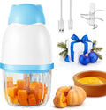 Baby Food Maker, Cordless Food Processor Puree Blender with 350ml Glass Bowl ＆ 6 Sharp Blades, Small Wireless Chopper Baby Puree Maker, Mini Rechargeable Chopper Kitchen Mixer for Veggie, Xmas Gift