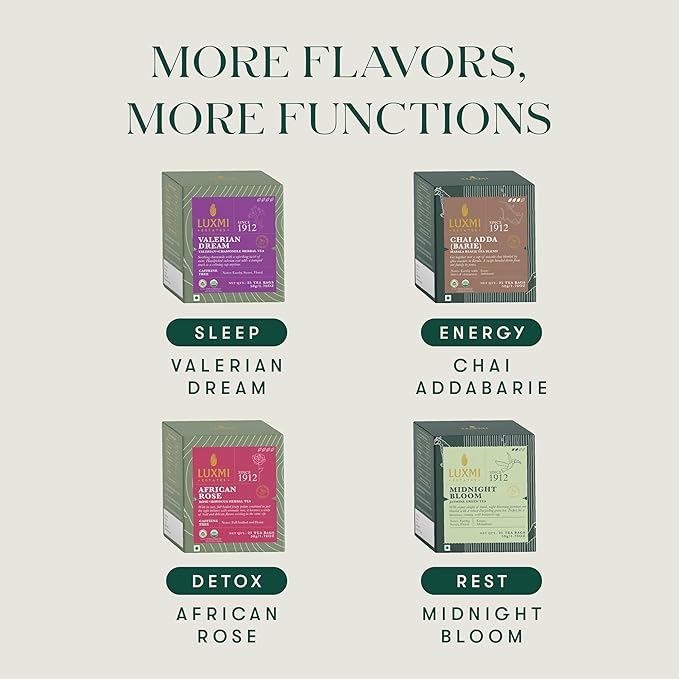 Luxmi Estates Astounding Ashwagandha Organic Ashwagandha Tea (25 Tea Bags) Caffeine Free Tea Bags For Sleep, Relaxing, Calming, and Stress Relief, With Certified Organic Herbal Tea