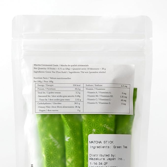 Asayu Japan Matcha Powder - Ceremonial Grade Green Tea, Shizuoka Source, Made in Japan (Sticks - 10x2g)