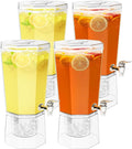 Lifewit 1 Gallon Plastic Drink Dispenser 4 Pack, Juice Containers with Lid for Party, Ice Beverage Dispenser with Stand for Lemonade/Soda/Tea, BPA Free