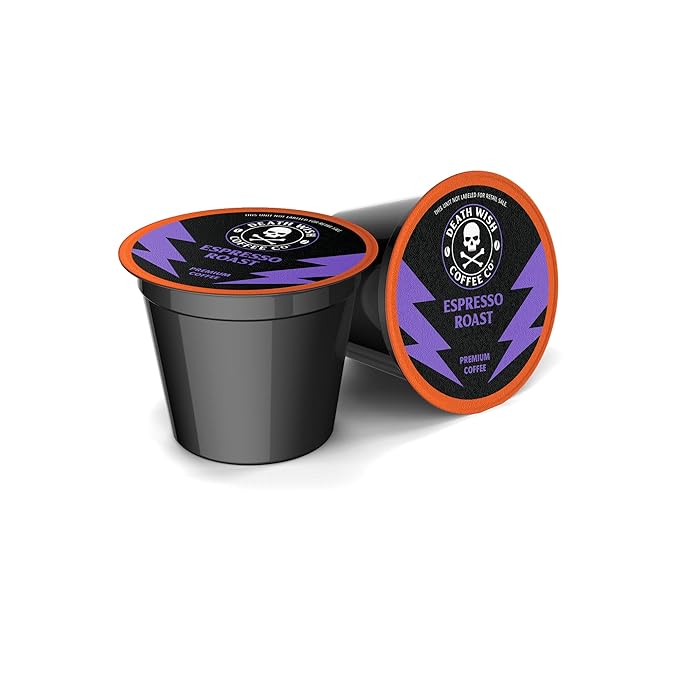 Death Wish Coffee, Espresso Roast Single Serve Coffee Pods - Fair Trade and Organic (50 Count)