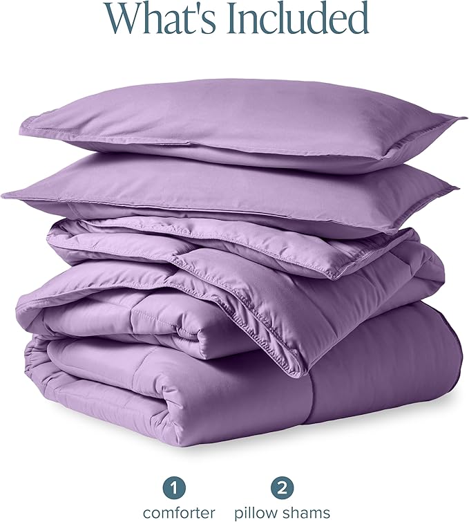 Bare Home Comforter Set - Full Size - Ultra-Soft - Goose Down Alternative - Premium 1800 Series - All Season Warmth (Full, Lavender)
