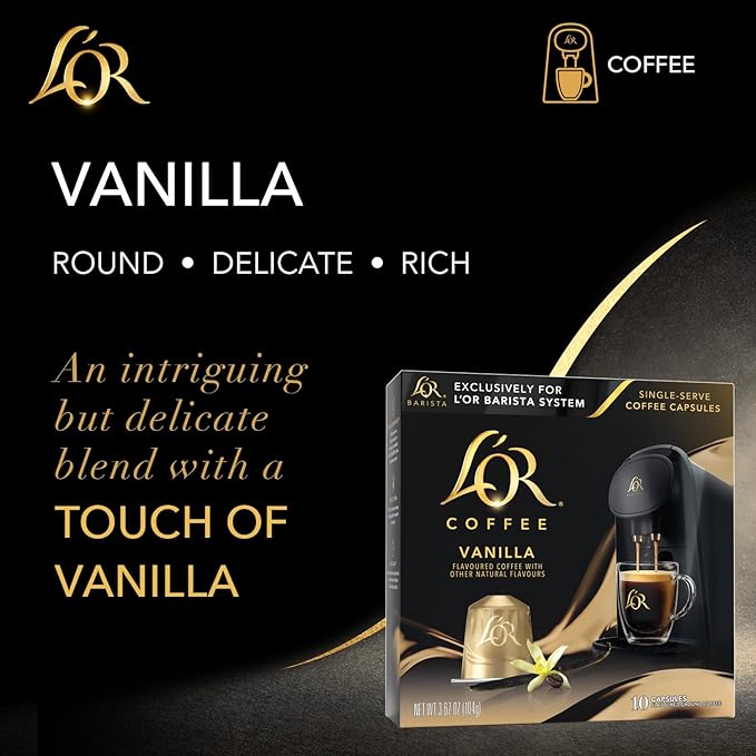 L'OR Coffee Pods, 10 Count Vanilla Blend, Single-Serve Aluminum Coffee Capsules Compatible with the L'OR BARISTA System, 10 count (Pack of 1)