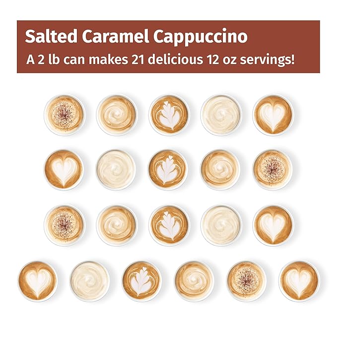 Victorian Inn Instant Cappuccino - Salted Caramel Flavor - Creamy & Delightful Coffee Mix - Great Hot, Cold, or Blended - Creamy Flavor - 2 Pound (Pack of 6)