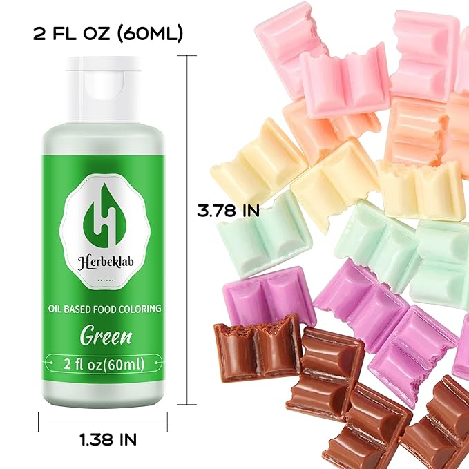 Green Oil Based Food Coloring – 2 fl oz Professional Grade Concentrated Oil Food Dye for Melting Chocolate, Candy Melts, Cake Pops, Strawberries & Baking
