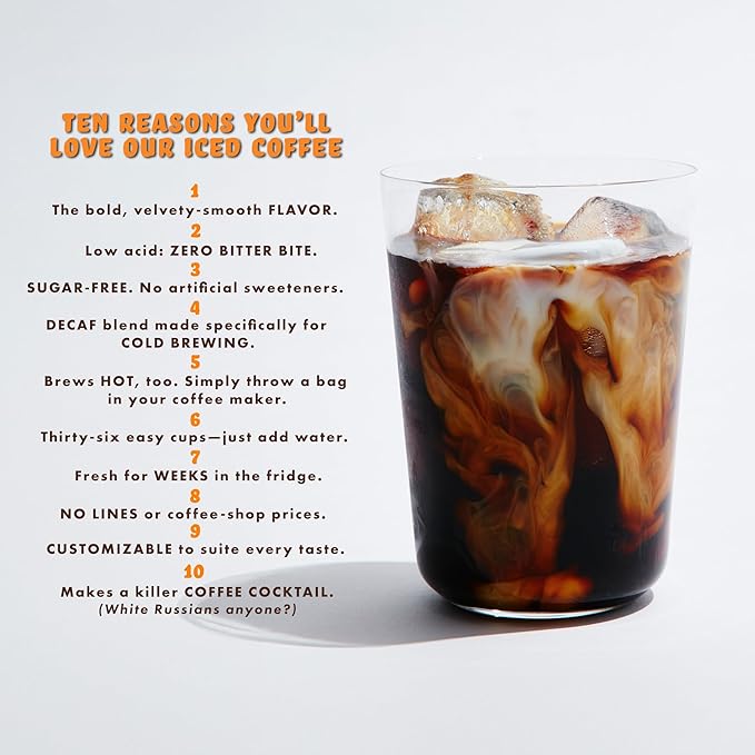 GRADY’S COLD BREW, New Orleans Style - DECAF, 100% Arabica Ground Coffee & Chicory Pouches, SIX Bundles of 4 Easy-to-Brew Bean Bags, Makes 72 drinks