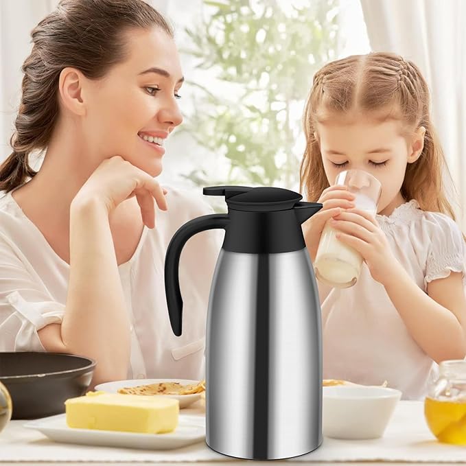 70oz Thermal Coffee Carafe Insulated Coffee Thermos,Stainless Steel Thermos Pitcher,Double Walled Vacuum Insulation Coffee Carafes For Keeping Hot,Tea Water Hot Beverage Dispenser