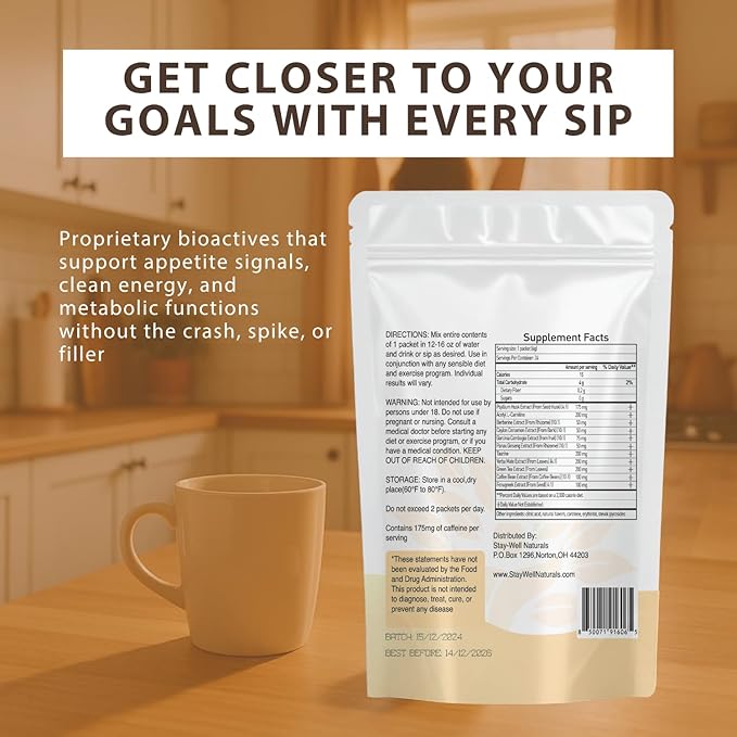 Slim Coffee GLP-1 Supplement | GLP 1 Booster to Control Appetite and Cravings | Great Tasting Metabolic Support - Coffee Bean Extract, Green Tea, Yerba Mate (Caramel)