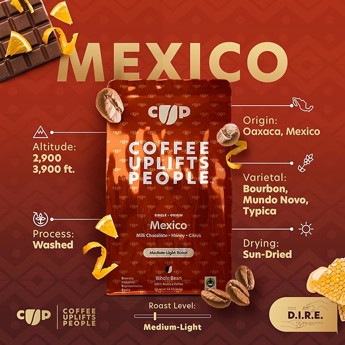 Coffee Uplifts People Mexico Whole Bean Coffee, 12 Oz