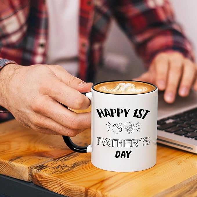 First Time Dad Gifts, New Dad Gifts, Happy 1st Father's Day Coffee Mug, First Fathers Day Gift for New Father, Fathers Christmas Gift for Papa, 11Oz