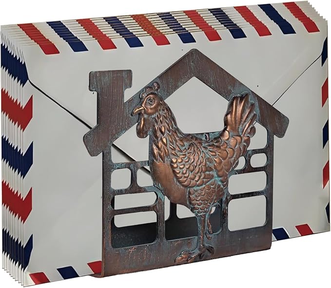 Metal Napkin Holder for Table, Metal Rooster Statue Decor Paper Napkin Holder, Antique Copper Napkin Dispenser with Non-Slip, Napkin Stand Tabletop Gift for Kitchen Dining Room Coffee Shop Bar