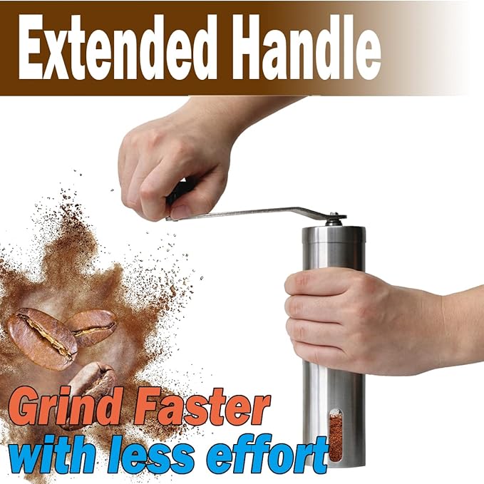 Manual Coffee Bean Grinder with Adjustable Coarseness Ceramic Burr Capacity 30g, Portable Hand Mill for Home Office Traveling Camping