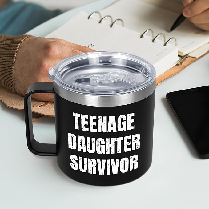 Christmas Dad Gifts from Daughter Son - 14 oz Stainless Steel Insulated Coffee Mug with Lid - Funny Birthday Gifts for Dad, Husband Birthday Gift from Wife, Mens Gift Ideas