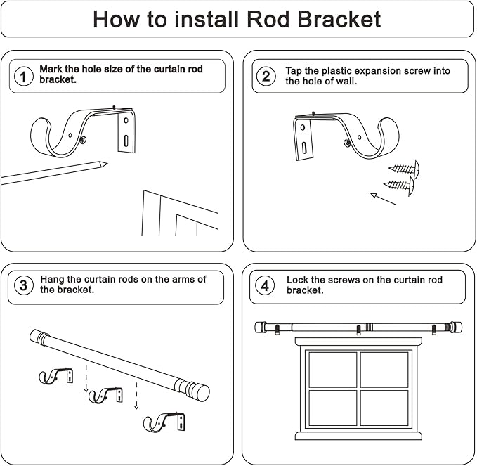 Curtain Rods for Windows 16 to 120 Inches Adjustable Length 1 Inch Diameter Window Curtain Rod with Aluminium End Cap, White