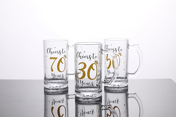 30th Birthday Gift，Men and Women Cheering 30th Birthday Beer Mugs，Cheers to the 30th Anniversary Beer Glass，30th Birthday Party Wedding Anniversary Decorative Gift, 18 Ounce (Cheers to 30 Years)