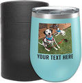 Personalized Mothers Day 12oz Photo Printed Insulated Stainless Steel Powder Coated Stemless Wine Tumbler with Lid, Customized Mum Gift Idea for Her, Custom Mom Coach Gifts Team Mom Dad (Teal)