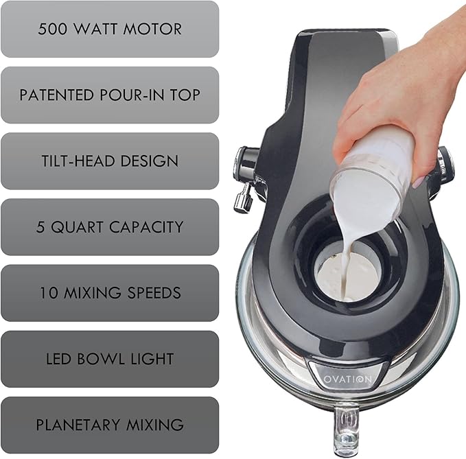 Kenmore Elite Ovation 49090 Exclusive Pour-In Top, 5-Qt. Tilt-Head Kitchen Stand Mixer, Metallic Silver