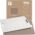 PLACEsMAT 2-in-1 Faux Leather Placemat & Serving Tray | Reversible Design, Lays Flat & Easy to Clean | Ottoman Food Tray, Perfect Housewarming Gift, 18” x 14” (Taupe & White, Single)