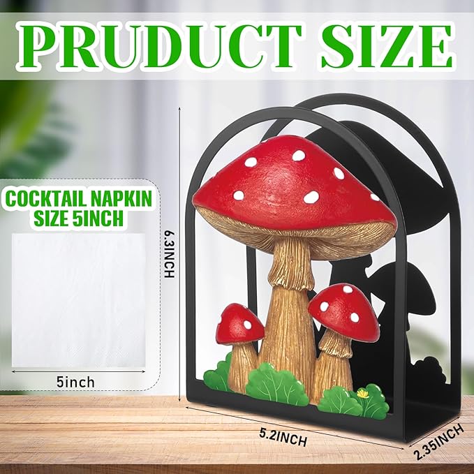 Mushroom Paper Towel Holder Napkin Holder Tabletop Tissue Stand Countertop Decor for Kitchen Rustic Farmhouse Napkin Accessories Country Decor
