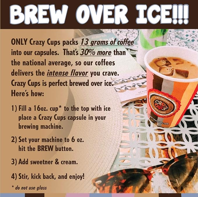 Crazy Cups Flavored Medium Roast Hot or Iced Coffee, Variety Recyclable Pods for Keurig K Cup Brewers, 24 Count