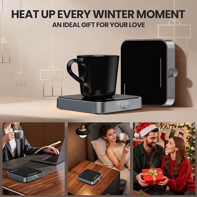 Maestri House Mug Warmer, Electric Coffee Cup Warmer for Desk with 3-Temp Settings,Auto Shut Off, Constant Temperature Heating for Beverage, Milk, Tea and Hot Chocolate at Home & Office (Silver)